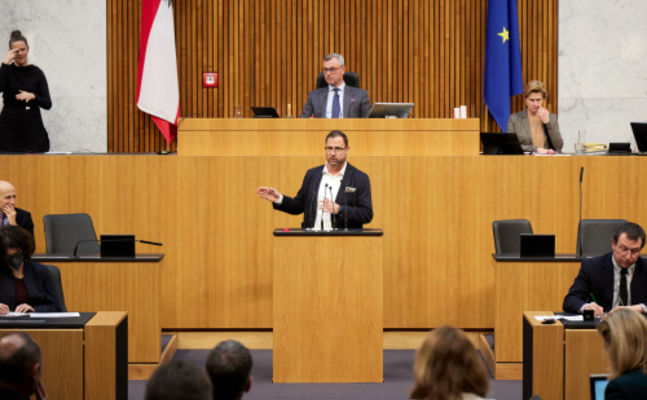 FPÖ-Generalsekretär Christian Hafenecker im Hohen Haus.