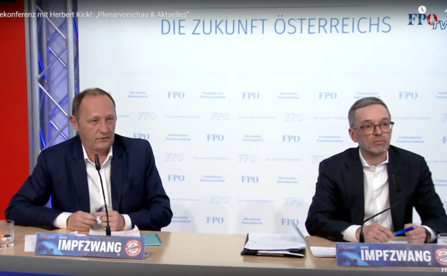 FPÖ-Wirtschaftssprecher Axel Kassegger (l.) und -Bundesparteiobmann Herbert Kickl.