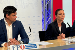 FPÖ-Sicherheitssprecher Hannes Amesbauer und -Verfassungssprecherin Susanne Fürst bei ihrem Pressegespräch in Wien.