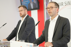FPÖ-Generalsekretär Christian Hafenecker (l.) und -Bundesparteiobmann Herbert Kickl.