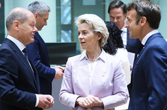 Architekten des EU-Niederganges: Der deutsche Kanzler Olaf Scholz, EU-Kommissionspräsidentin ursula von der Leyen, Frankreichs Präsident Emmanuel Macron.